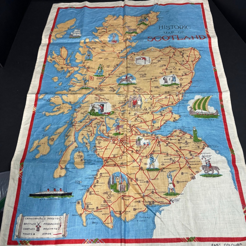 Historic cloth Map of Scotland 30in x 21in